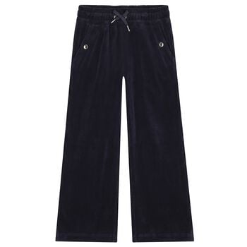 Girls Navy Blue Wide Leg Trousers