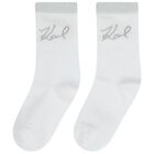 Girls Grey & White Choupette & Logo Socks ( 2 Pack ), 1, hi-res