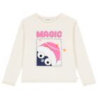 Girls Ivory Glittery Long Sleeve Top, 1, hi-res
