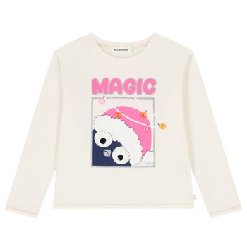 Girls Ivory Glittery Long Sleeve Top
