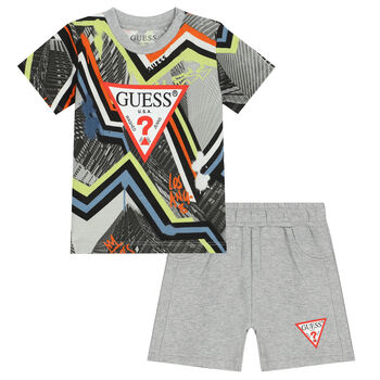 Younger Boys Grey Logo Shorts Set