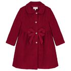 Girls Burgundy Bow Boucl&eacute; Coat, 1, hi-res