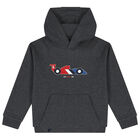 Boys Grey Race Car Hooded Top, 1, hi-res