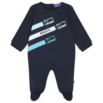 Baby Boys Navy Blue Logo Babygrow