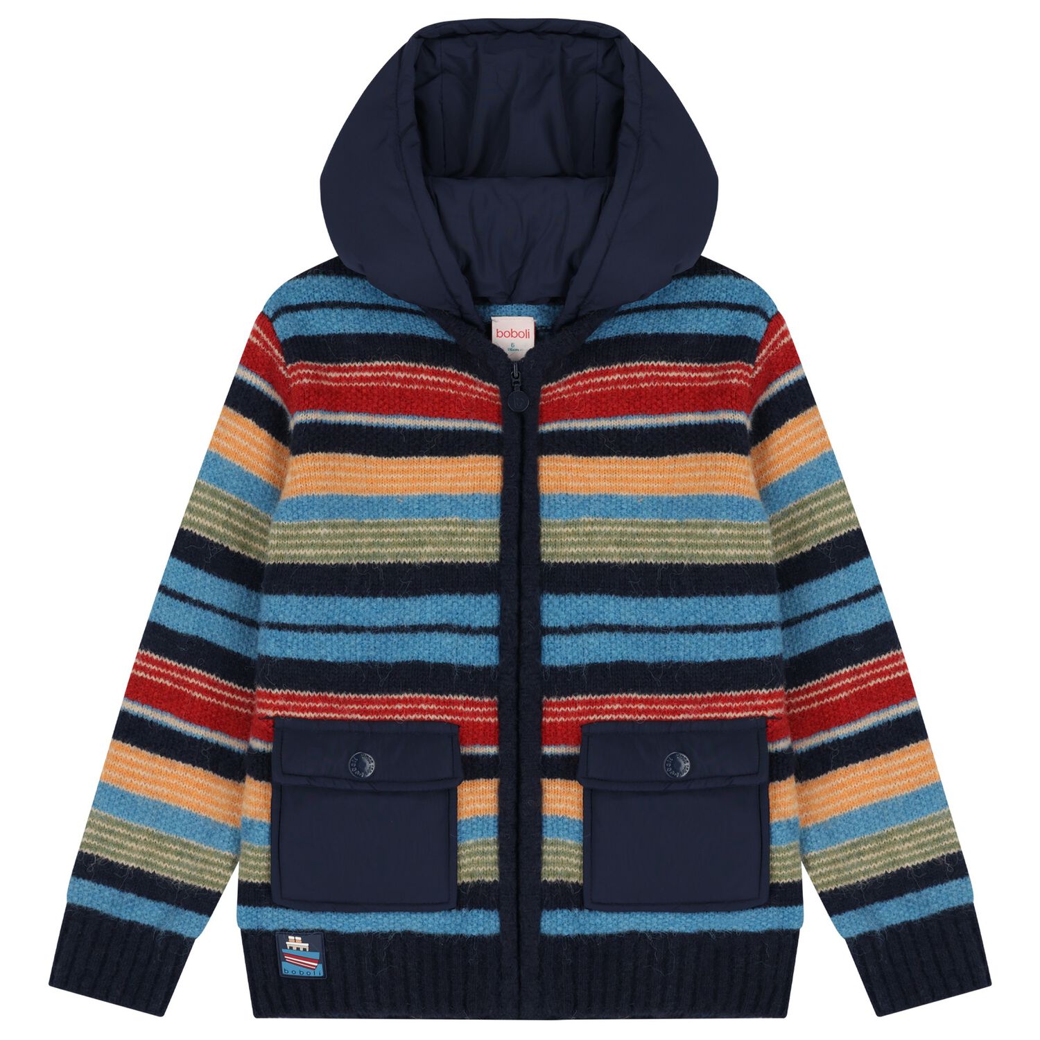 Boys Multi-Coloured Striped Jacket, 1, hi-res