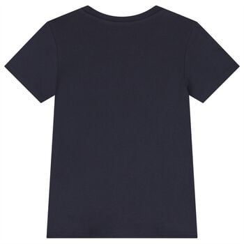 Boys Navy Blue Teddy Bear Logo T-Shirt