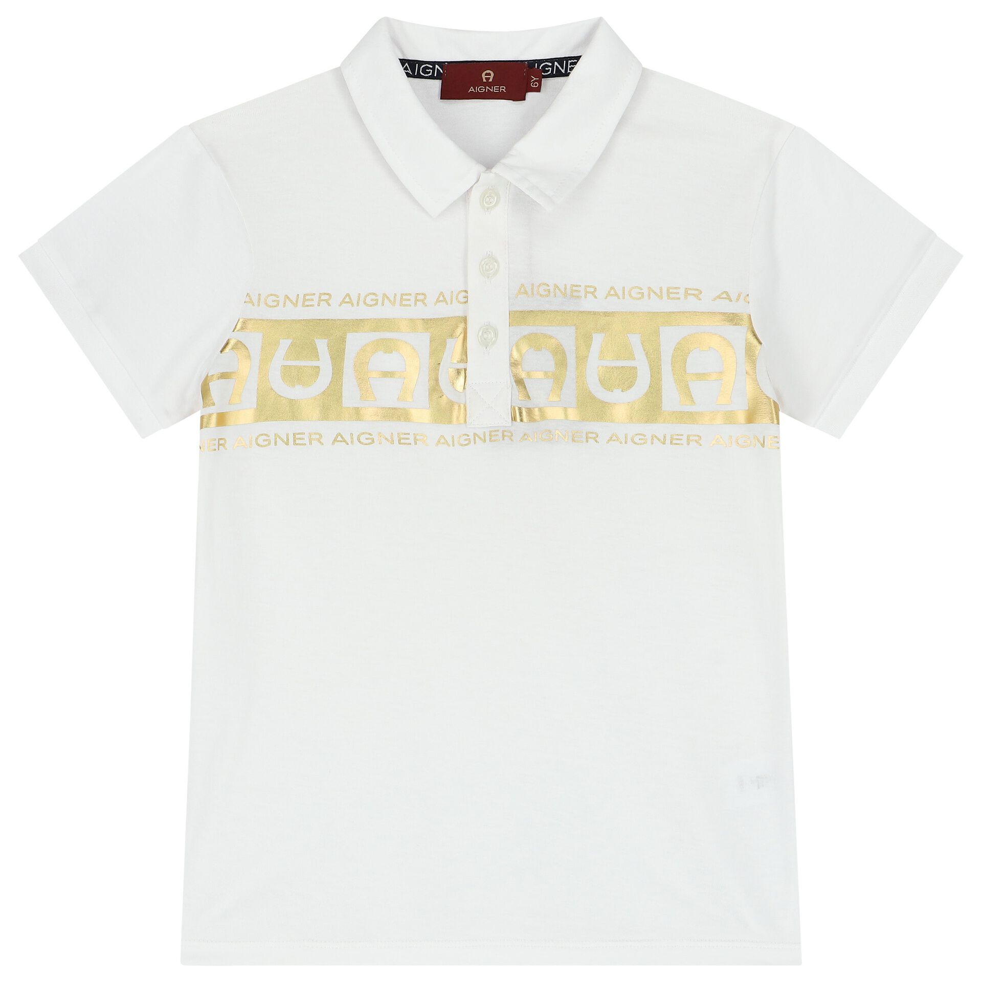 Aigner Boys White Gold Polo Shirt Junior Couture Bahrain