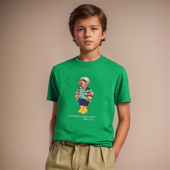 Boys Green Logo Polo Bear T-Shirt