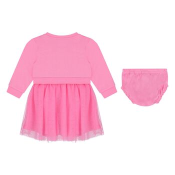 Baby Girls Pink Logo Tulle Dress Set