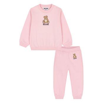 Younger Girls Pink Teddy Bear Logo Tracksuit 