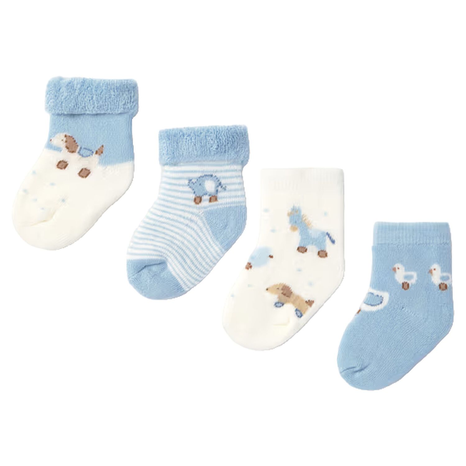 Baby Boys White & Blue Socks ( 4 Pack ), 2, hi-res