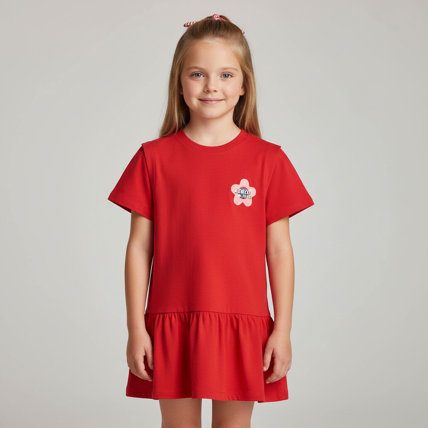 Girls Red Logo Dress, 1, hi-res