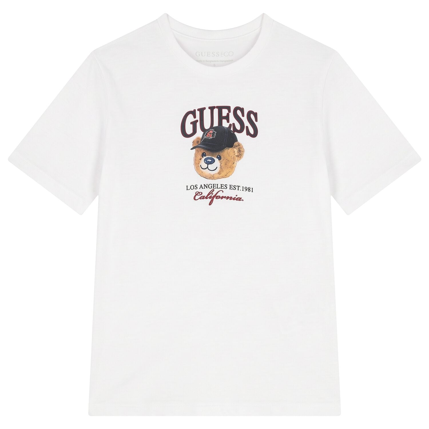 Boys White Teddy Bear T-Shirt, 2, hi-res