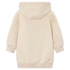 Girls Beige Embellished Cherry Hooded Sweatshirt Dress, 1, hi-res