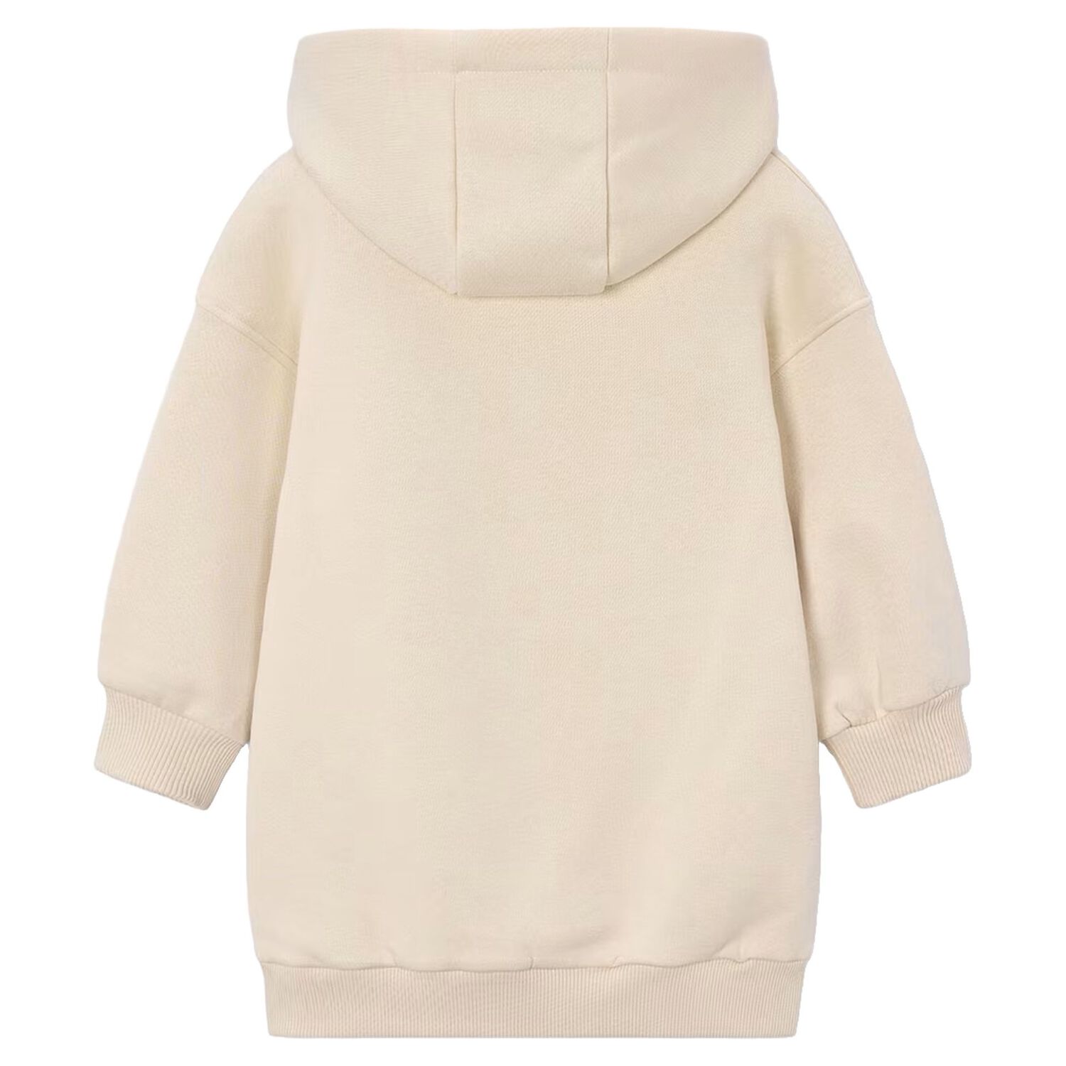 Girls Beige Embellished Cherry Hooded Sweatshirt Dress, 1, hi-res