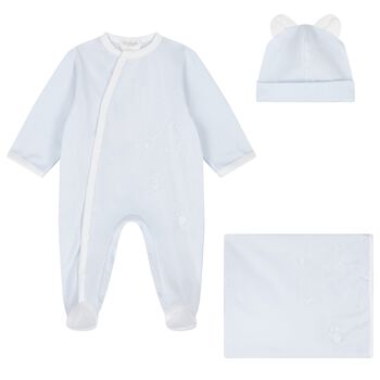 Baby Boys Blue Teddy Bear Babygrow Gift Set
