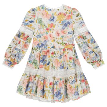 Girls Yellow & Blue Floral Dress