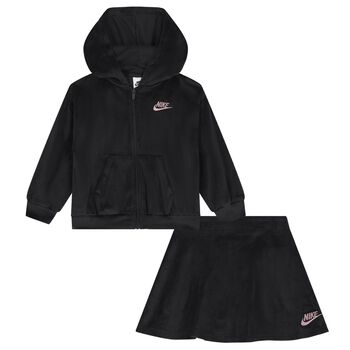 Girls Black Logo Skort Set