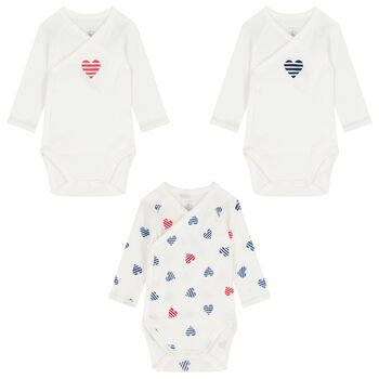 White Hearts Baby Bodysuit ( 3-Pack )