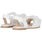 Girls White Tulle Ruffle Sandals, 1, hi-res