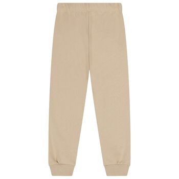 Boys Beige Tiger Logo Joggers