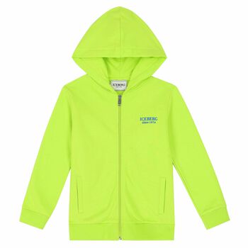 Boys Neon Green Logo Zip Up Top 