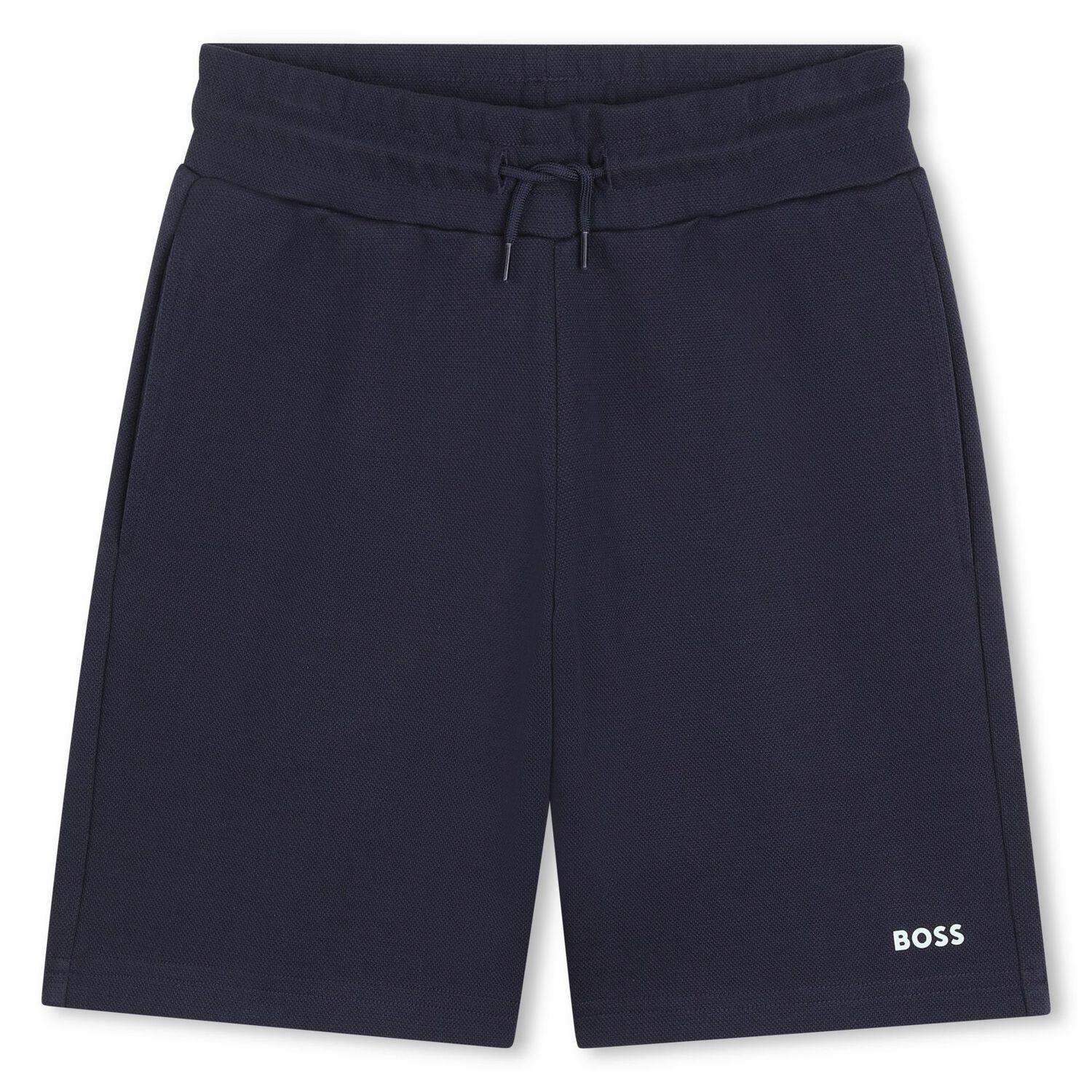 Boys Mini Me White & Navy Blue Logo Shorts Set, 1, hi-res