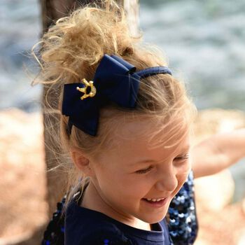 Girls Navy Bow Headband