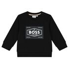 Younger Boys Black Logo Sweatshirt, 1, hi-res
