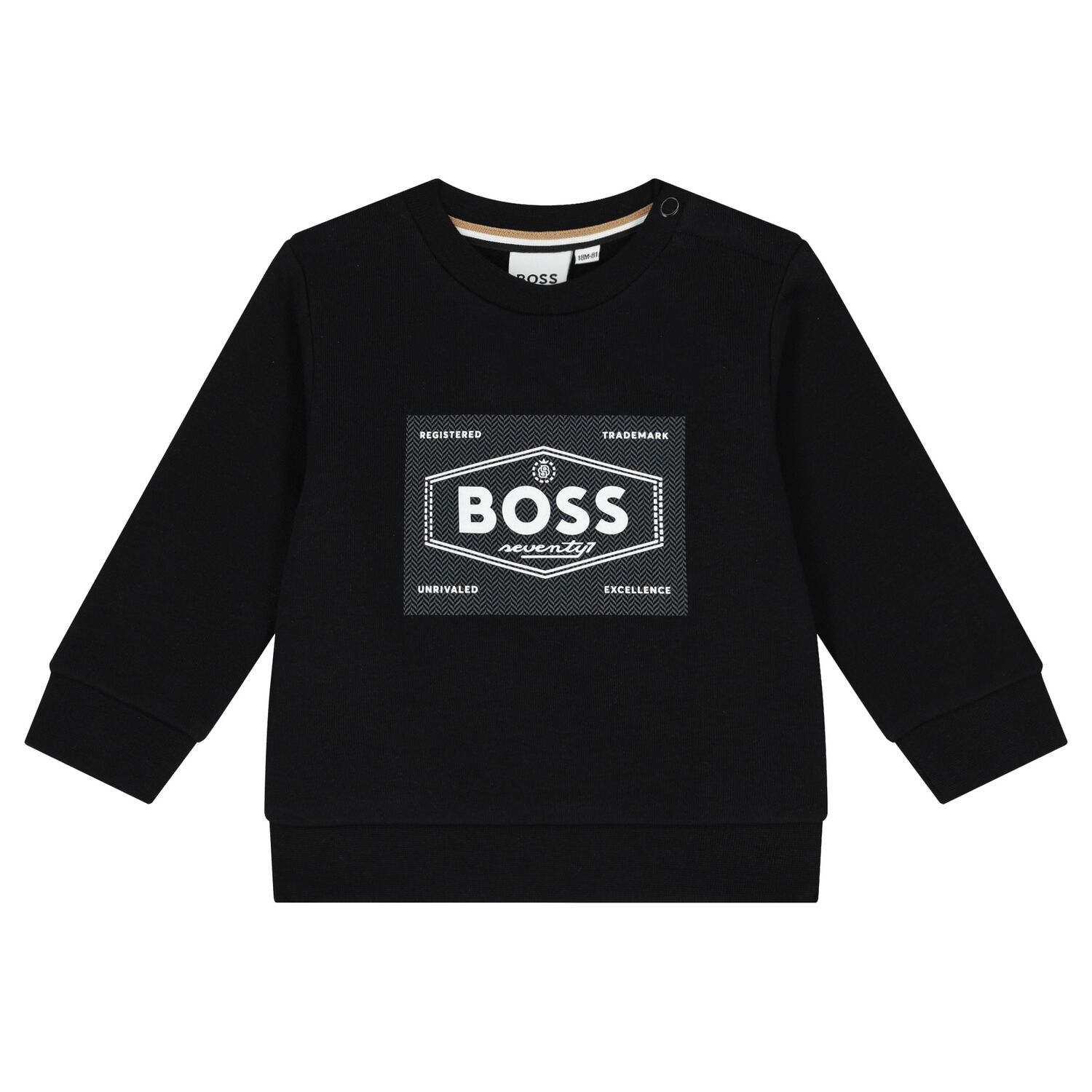 Younger Boys Black Logo Sweatshirt, 1, hi-res