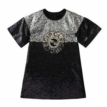 Girls Black & Silver Embellished Dress