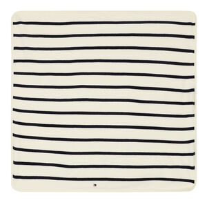 Ivory & Black Striped Knitted Blanket