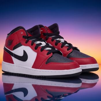 Red & White Air Jordan 1 Mid Trainers