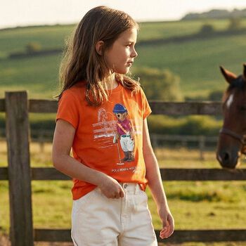 Girls Orange Polo Bear T-Shirt