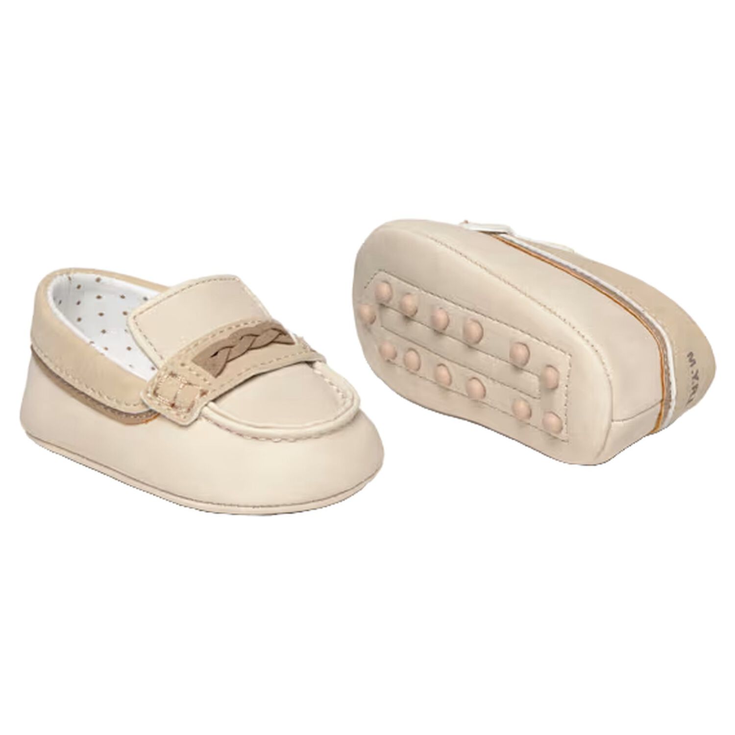 Baby Boys Ivory Leather Pre Walker Moccasins, 1, hi-res