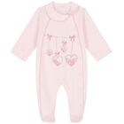 Baby Girls Pink Hearts Babygrow, 1, hi-res