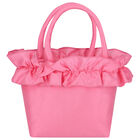 Girls Pink Logo Ruffled Bow Hand Bag, 1, hi-res