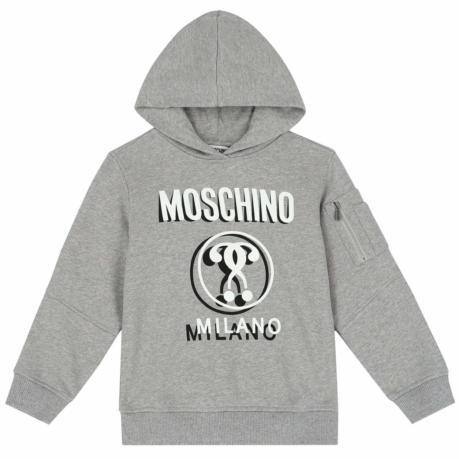 Boys Grey Logo Hooded Top, 1, hi-res image number null