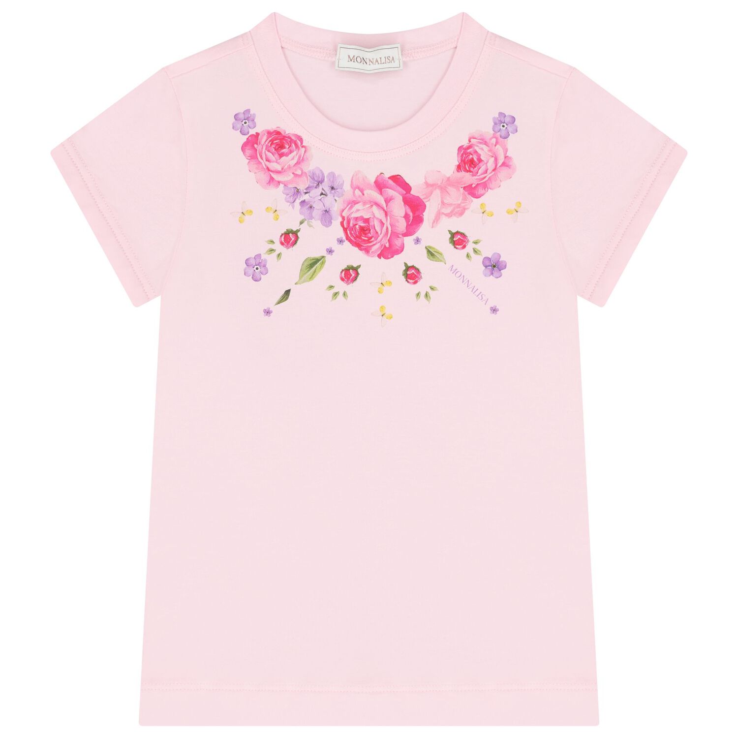 طقم تنوره بنات مزينه بالزهور باللون الوردى والابيض , 1, hi-res