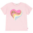 Girls Pink Embellished Heart T-Shirt, 1, hi-res