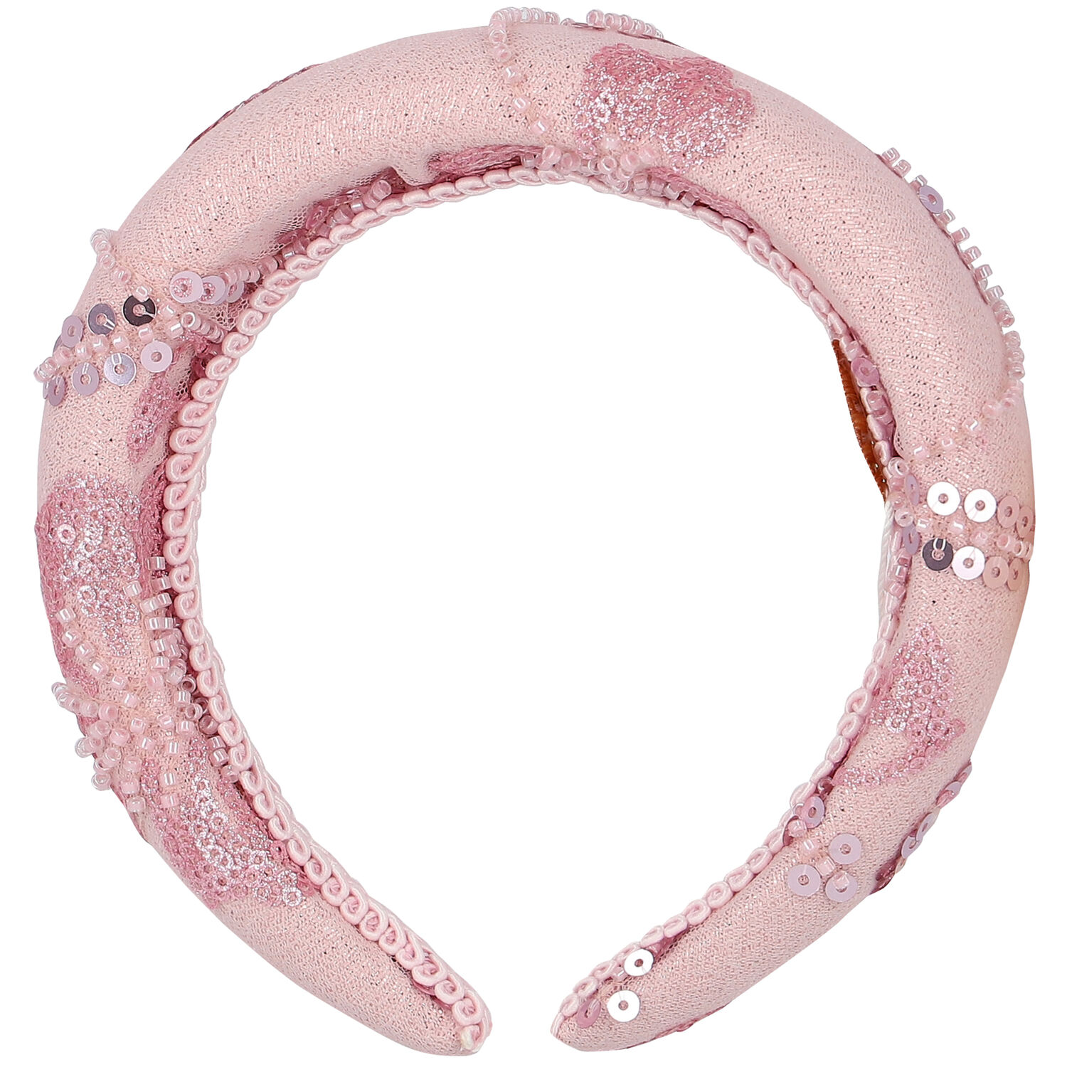 Girls Pink Floral Sequins & Beads Headband, 1, hi-res image number null