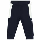 Younger Boys Navy Logo Joggers, 1, hi-res