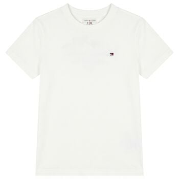 Boys White Embroidered Logo T-Shirt