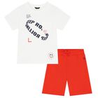 Boys White & Red Shorts Set, 4, hi-res