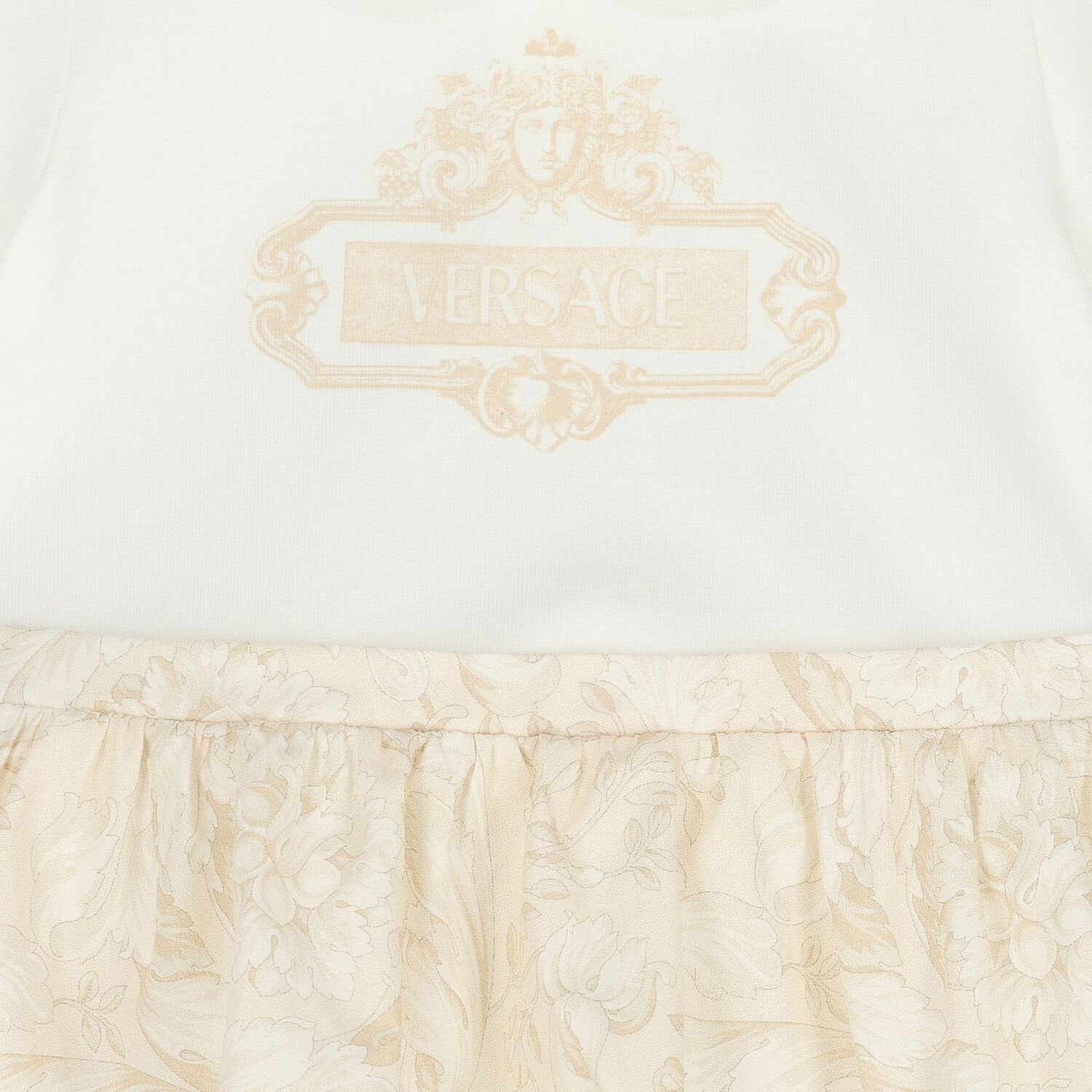 Baby Girls Ivory & Beige Whisper Barocco Dress, 1, hi-res