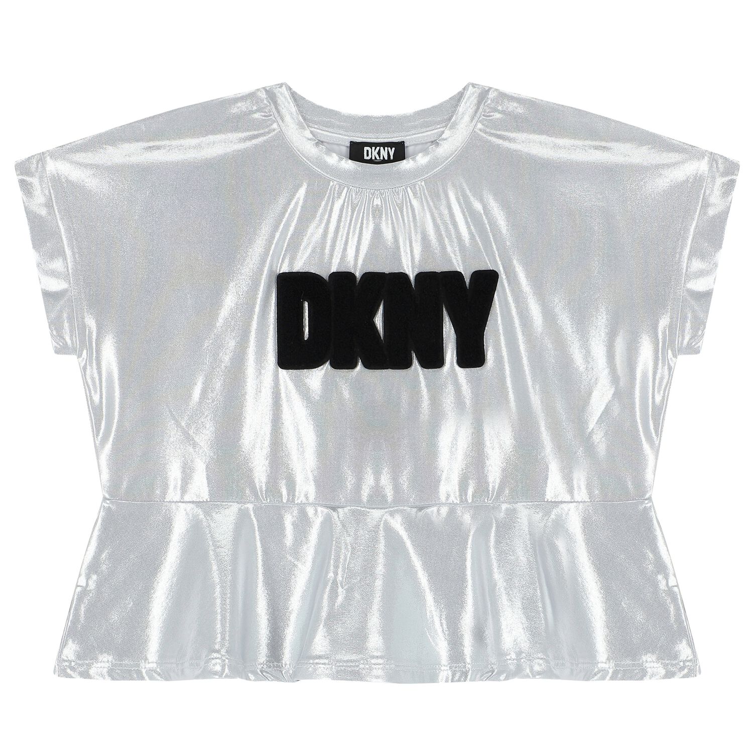 تيشيرت بنات بالشعار باللون الفضى, 1, hi-res