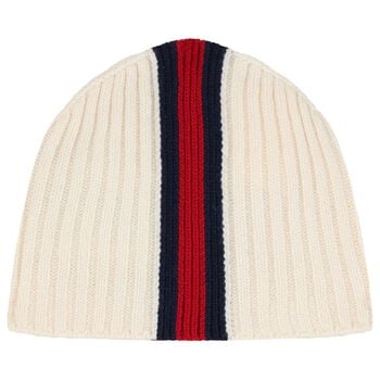 Ivory Web Striped Knitted Baby Hat