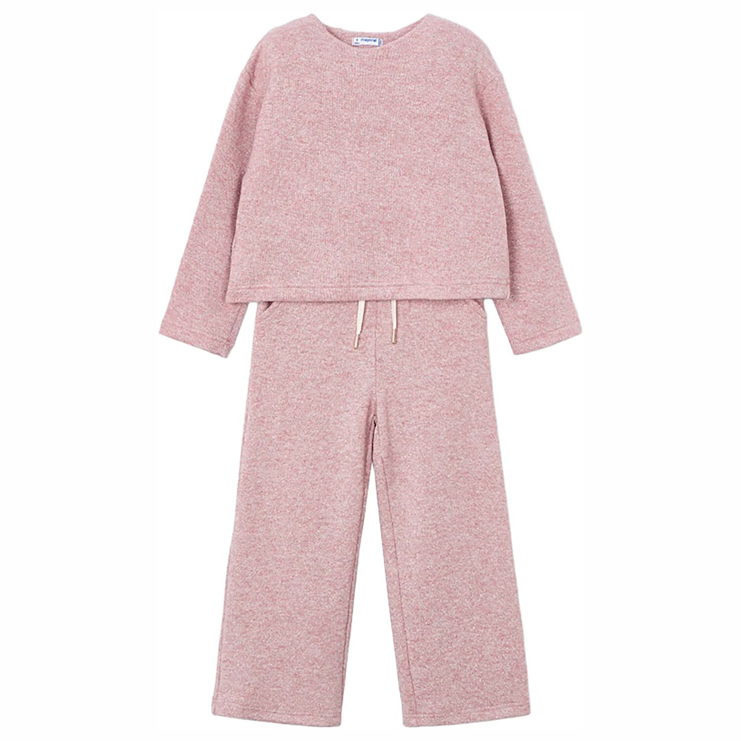 Girls Pink Knitted Trousers Set, 2, hi-res image number null
