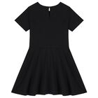Girls Black Logo Dress, 1, hi-res