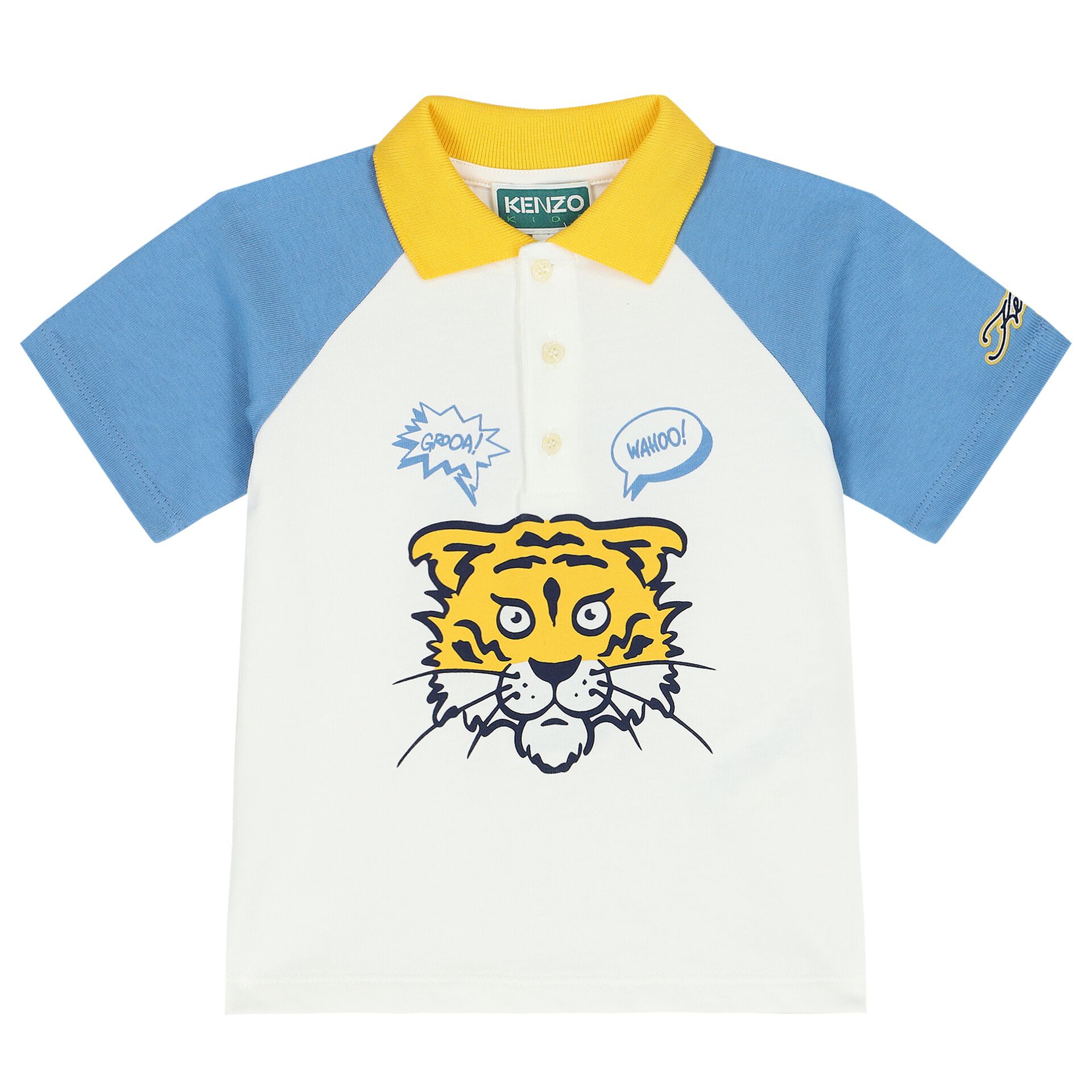 KENZO KIDS Younger Boys Ivory Tiger Logo Polo Shirt Junior Couture Bahrain